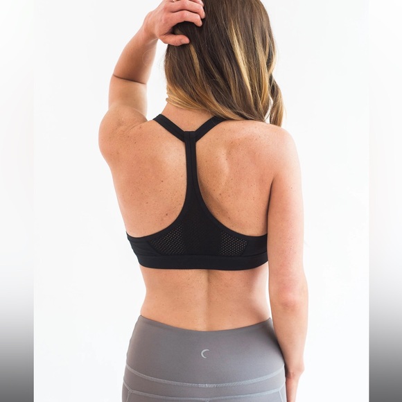 Zyia Black Grid Strappy Bra with Mesh Sz M - Picture 2 of 8